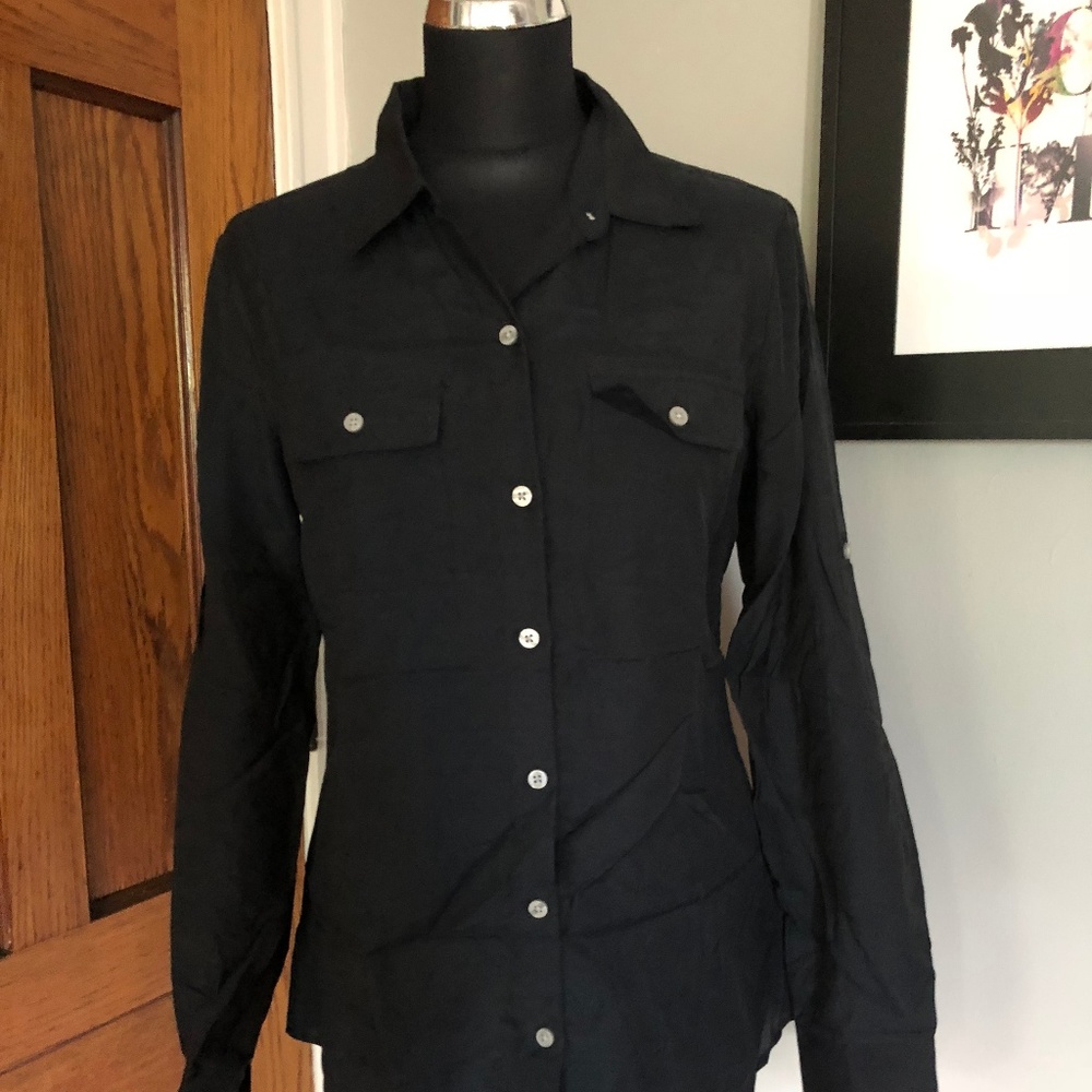 Banana Republic Black Button Down Size 8